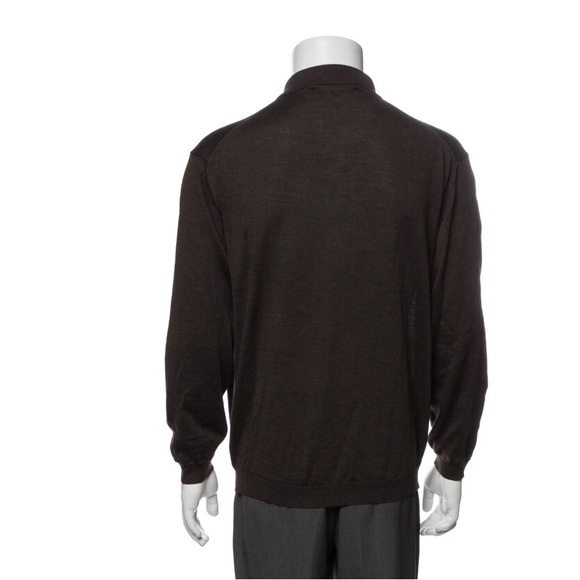 SALVATORE FERRAGAMO Mock Neck Long Sleeve Polo Sweater - Picture 3 of 4